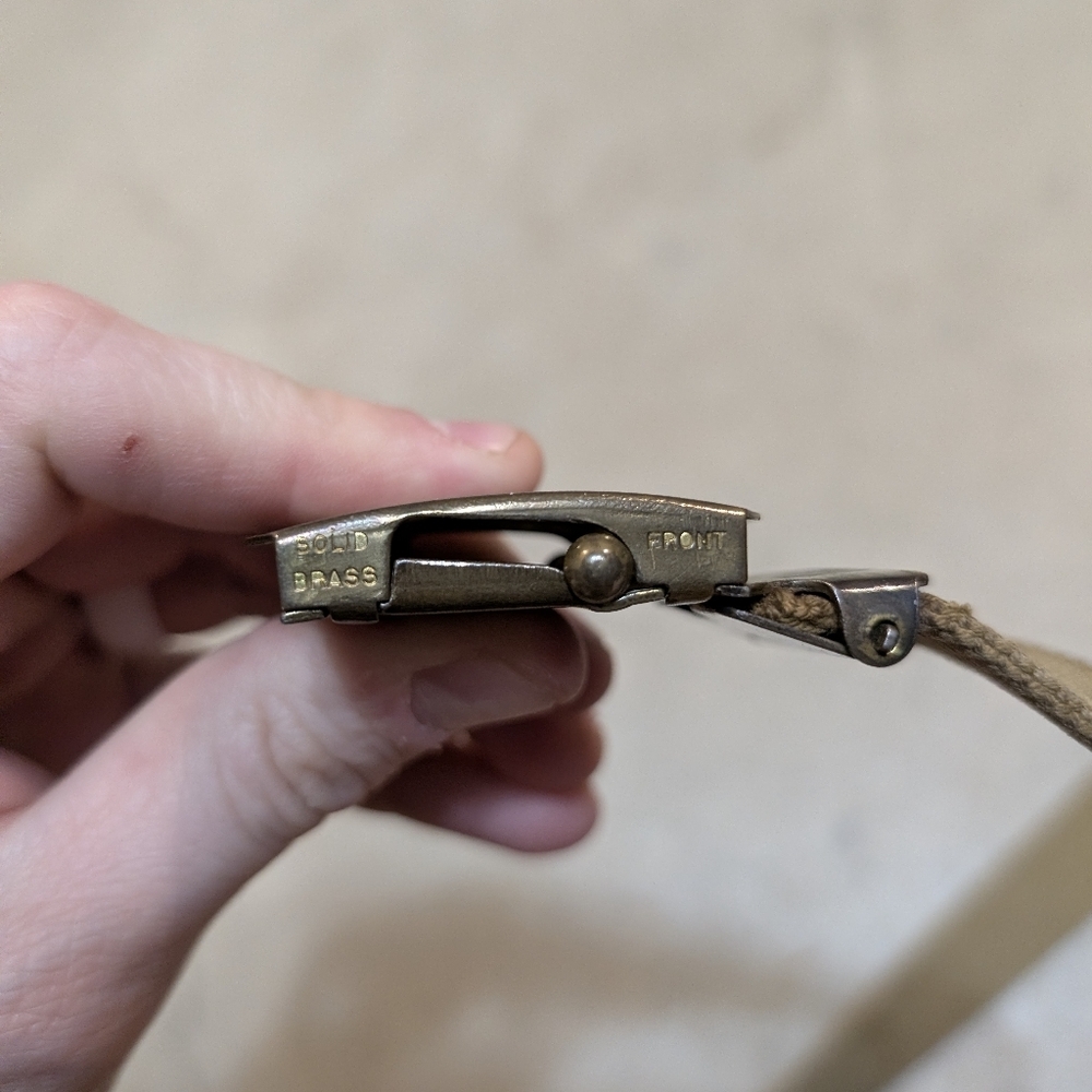 VTG WWII 1942 Officer Belt Mens 36 Brass Brown - Picture 5 of 7